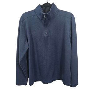 Bonobos Mens Slim Fit Quarter Zip Pullover Sweater‎ Navy Blue Preppy Size L
